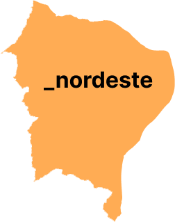 mapa da região com o nordeste em destaque
