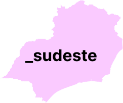 mapa da região com o sudeste em destaque